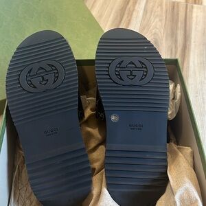 GUCCI Jacquard Black Denim GG Monogram Angelina Platform 55mm 39.5 Black Ivory